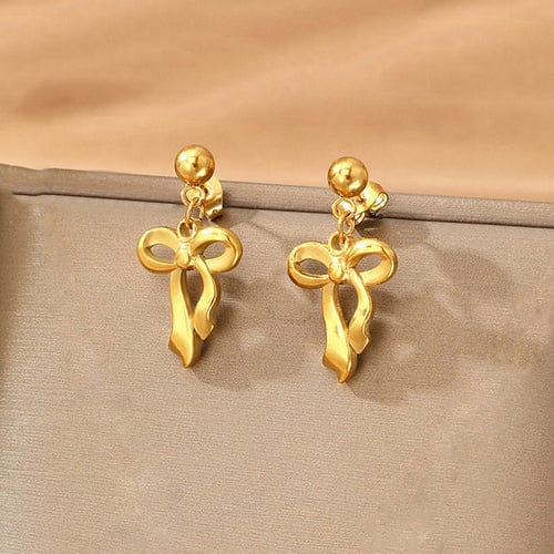 Golden Vibe Bow Anti Tarnish Earrings