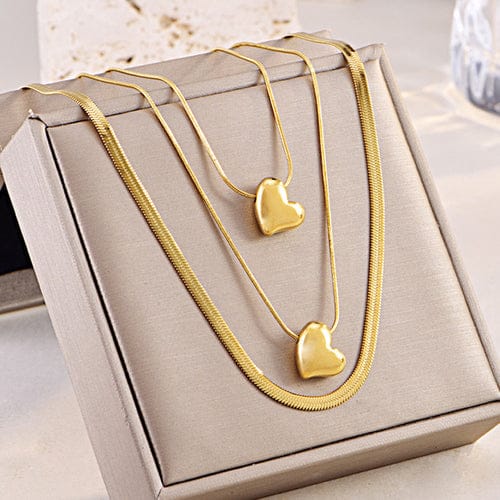 Multi Layer Heart Anti Tarnish Necklace