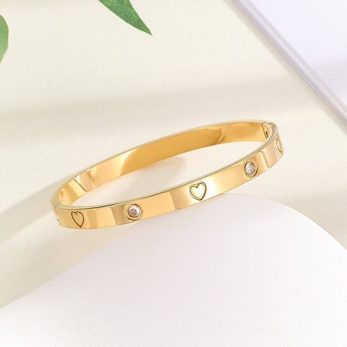 Trendy Heart Engraved Statement  Braclet