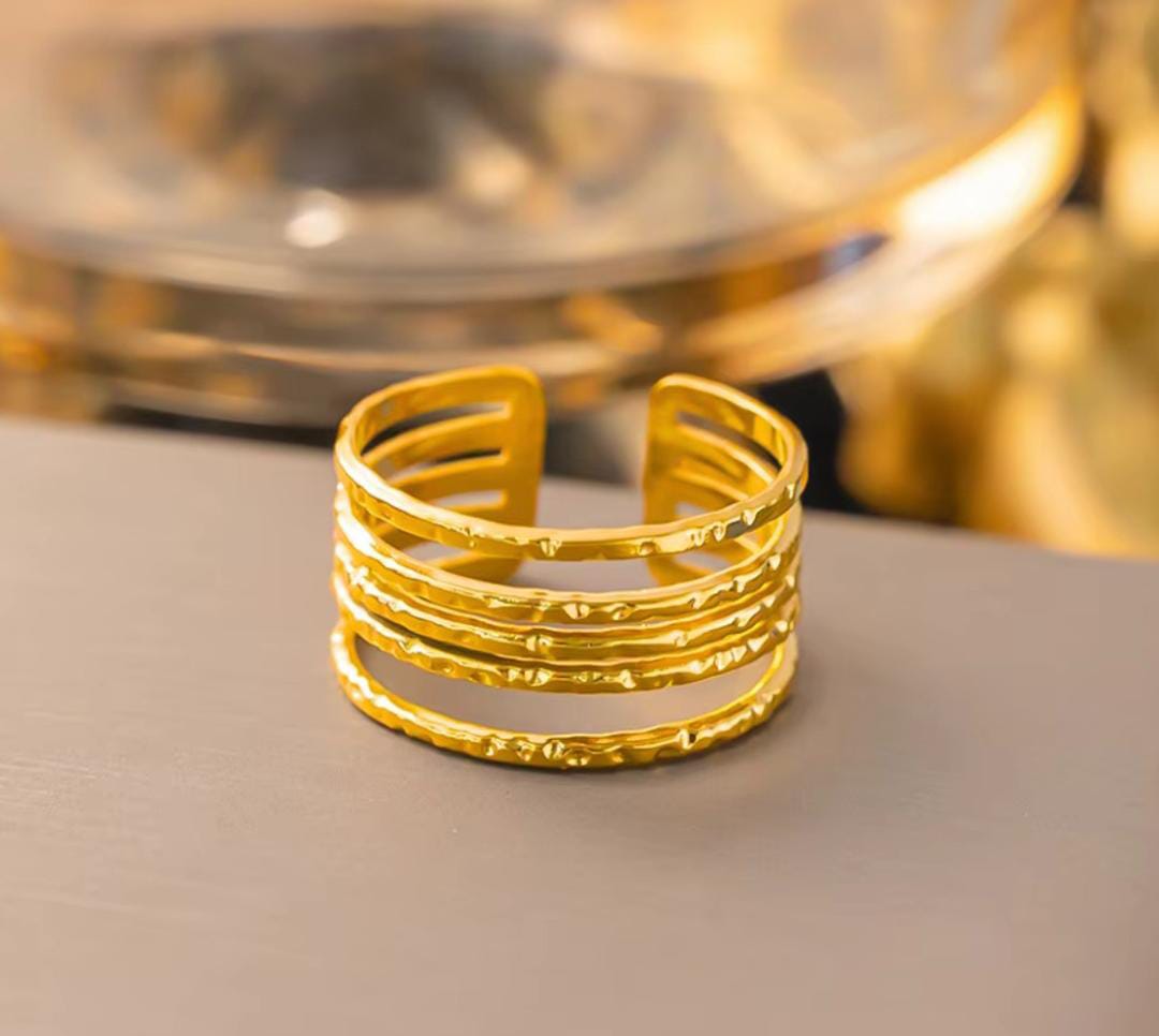 Multi Spiral Anti Tarnish Adjustable Ring