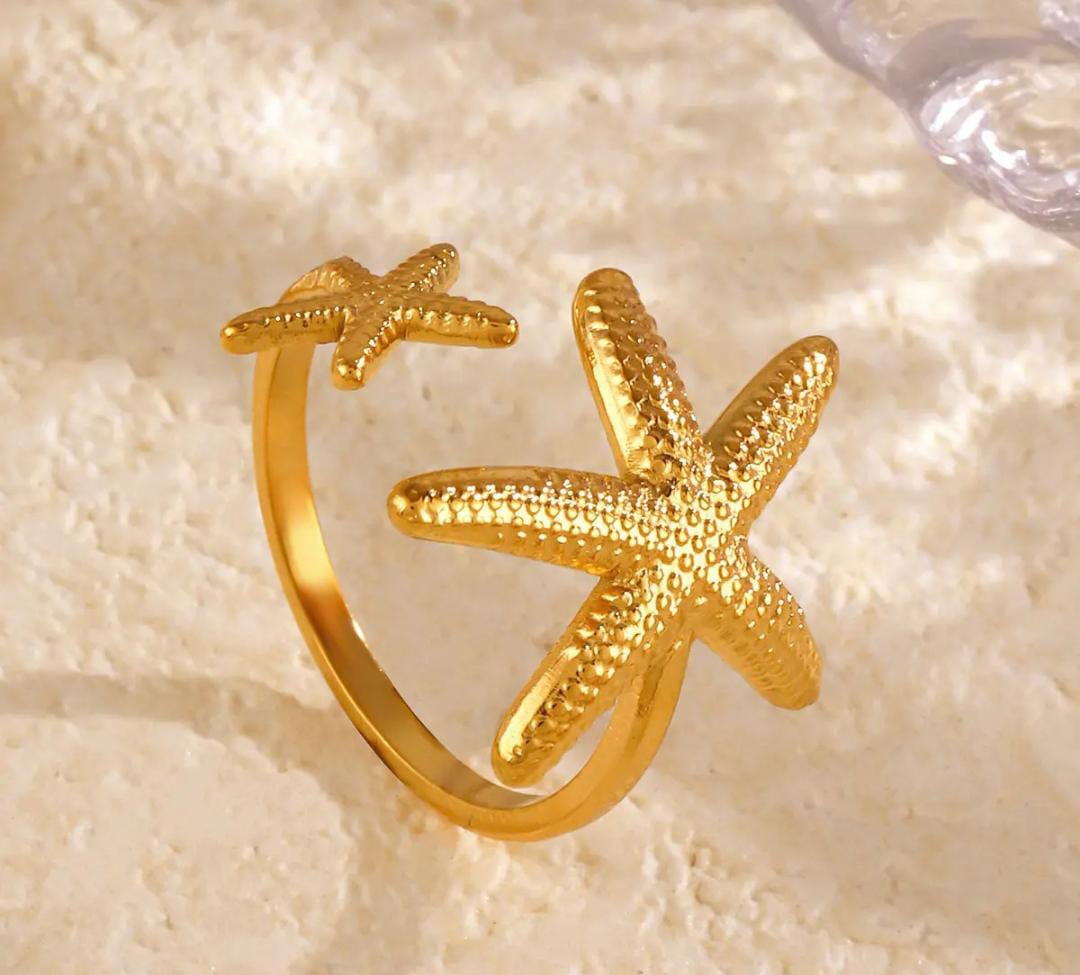 Star Fish Anti Tarnish Adjustable Ring