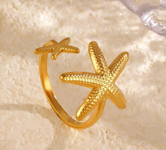 Star Fish Anti Tarnish Adjustable Ring