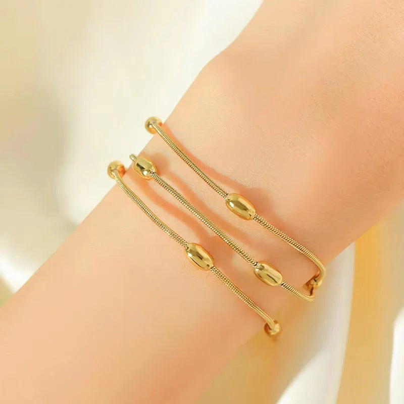 Triple Strand Anti Tarnish Bracelet Cum Necklace