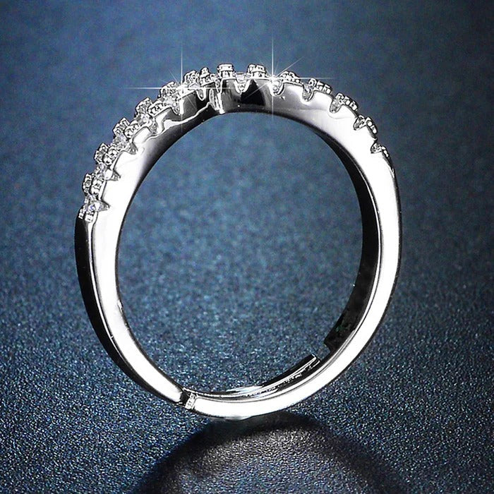 V Shape AD Studded Anti Tarnish Adjustable Ring