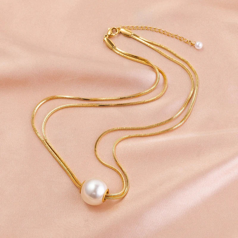 Big Pearl Chain Anti Tarnish Necklace
