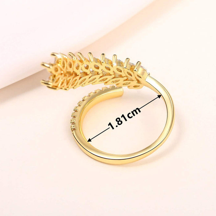 Leaf inspired Adjustable CZ Stone-Studded Ring