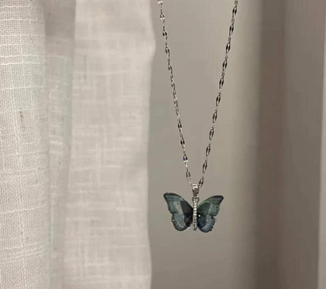 Green Crystal Butterfly Anti Tranish Necklace