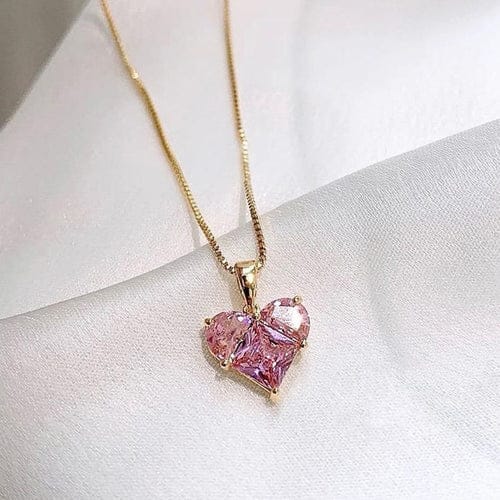 Pink Heart Anti Tarnish Necklace