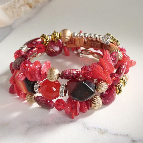 Red Bohemia Beads Multi Strand Bracelet