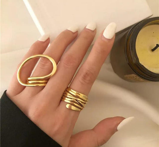 Oval Spiral chic Combo Rings