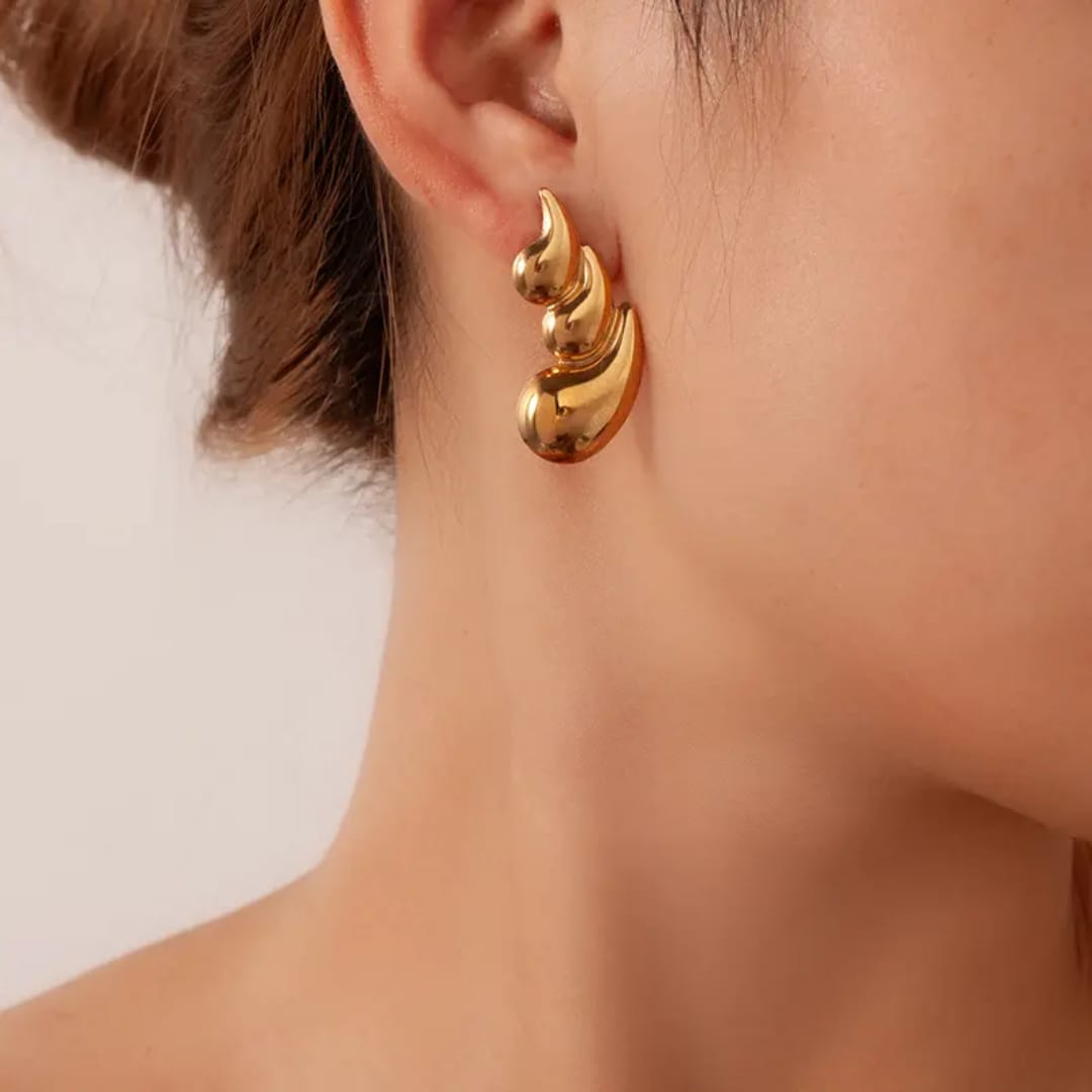 Three Water Drop Anti Tarnish Earings