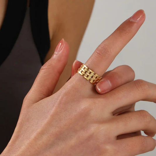 Checkers Net Anti Tarnish Adjustable Ring