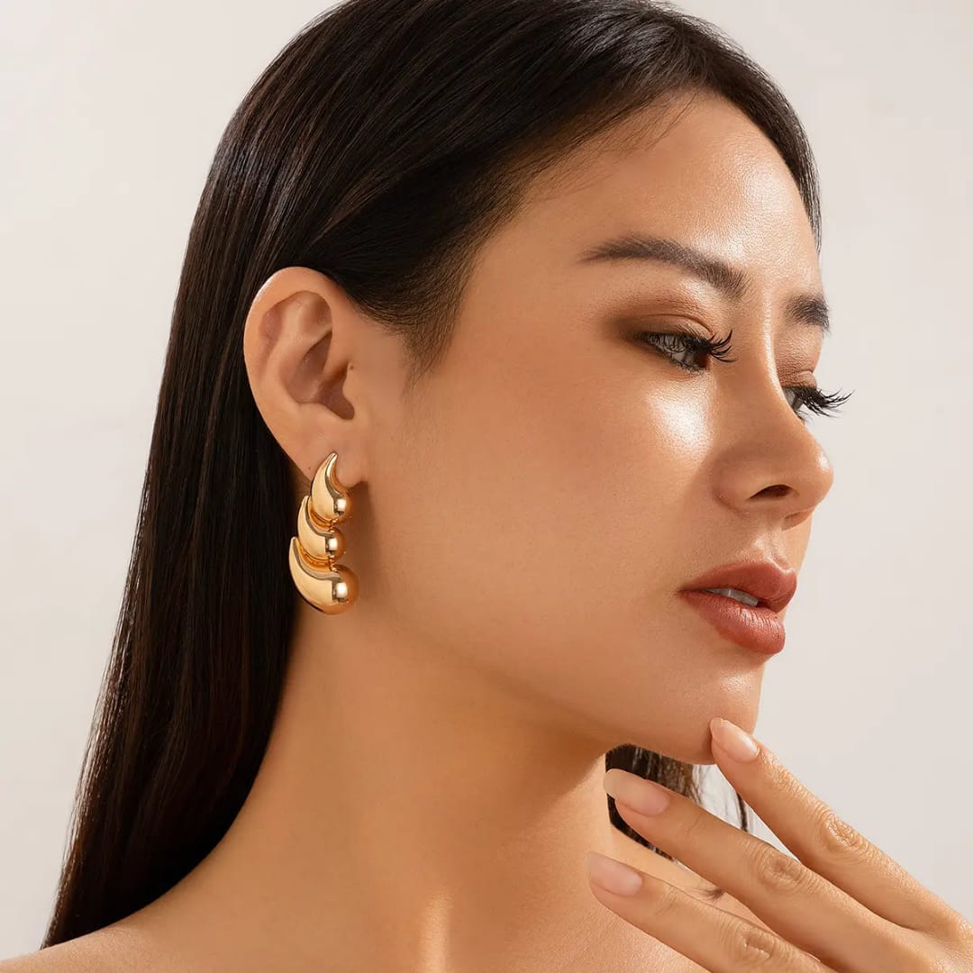 Three Water Drop Anti Tarnish Earings