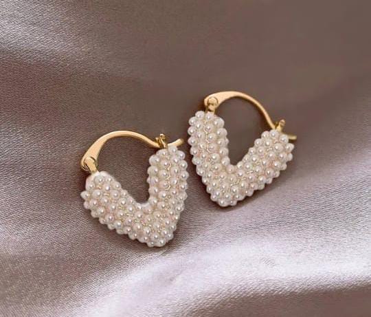 Mini Peral Heart Korean Earings