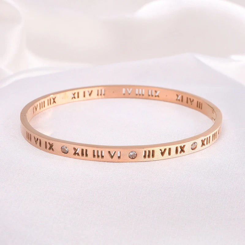 Elegant Roman Numerals AD Anti Tarnish Bracelet