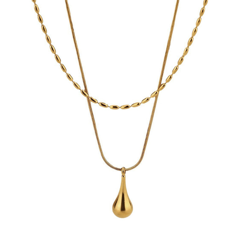 Minimalistic Teardrop Layered Anti Tarnish Necklace