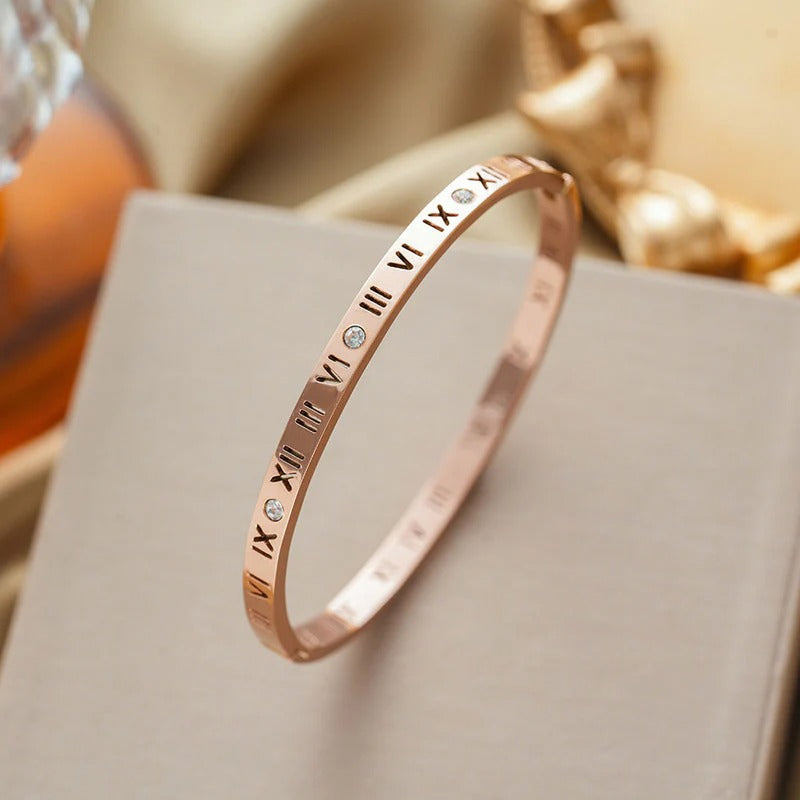 Elegant Roman Numerals AD Anti Tarnish Bracelet
