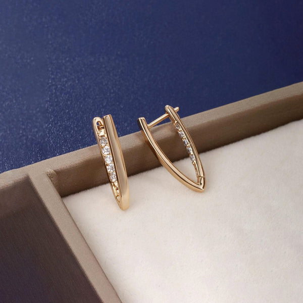 Exiquite V shaped AD Studded Hoop Earrings