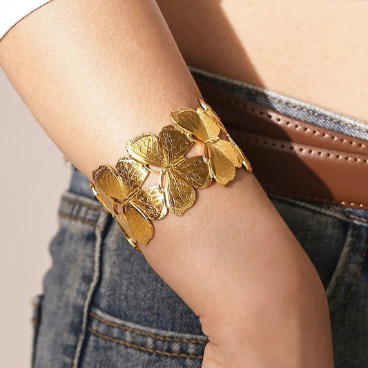 Butterfly Themed Anti Tarnish Cuff Bracelet