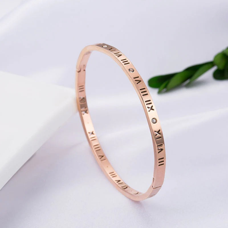 Elegant Roman Numerals AD Anti Tarnish Bracelet