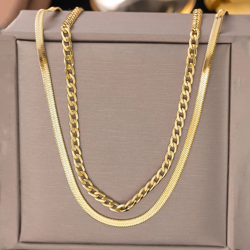 Plain Anti Tarnish Chain Layered Necklace