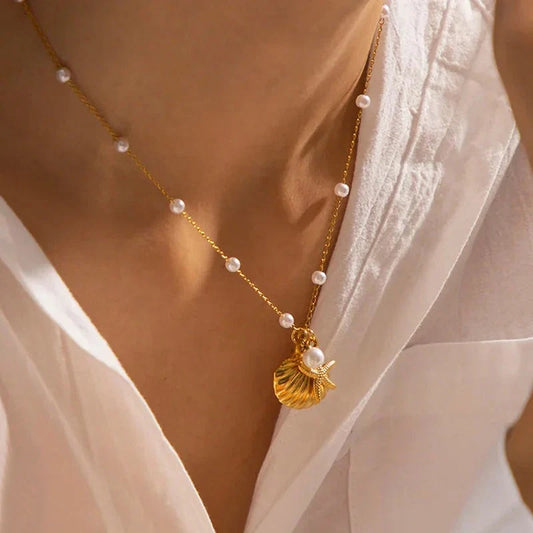 Steel Star Fish Anti Tarnish Necklace
