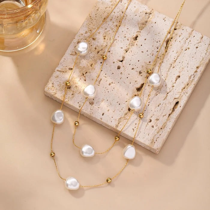 Pearl Studded Layered Anti Tarnish Necklace