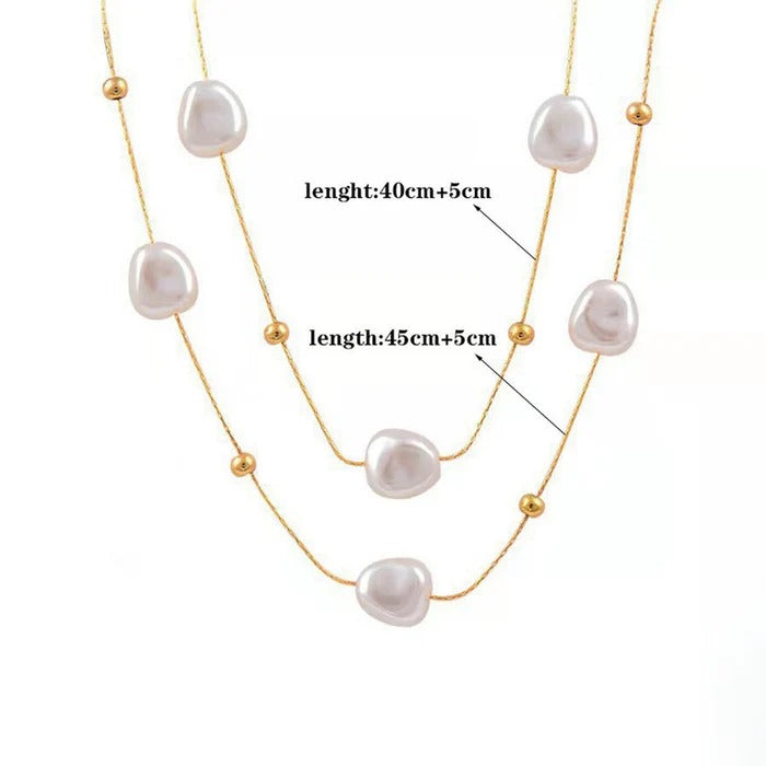 Pearl Studded Layered Anti Tarnish Necklace