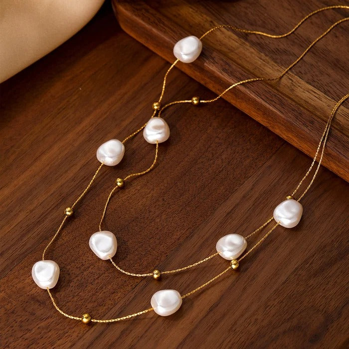 Pearl Studded Layered Anti Tarnish Necklace