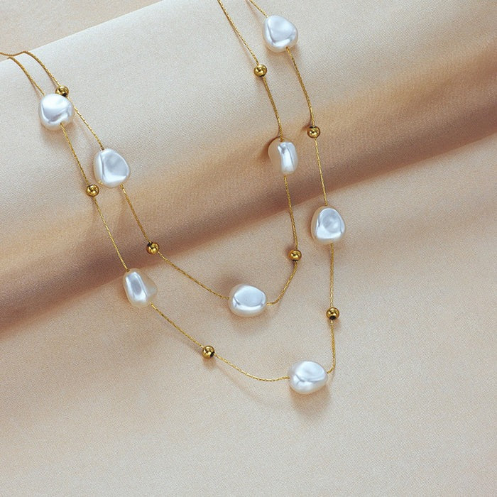 Pearl Studded Layered Anti Tarnish Necklace