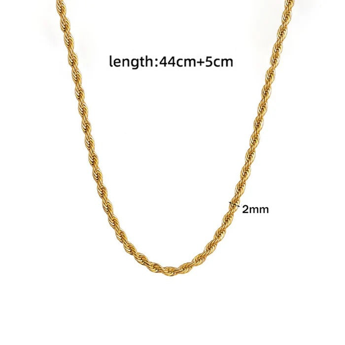Rope Themed Thin Anti Tarnish Necklace