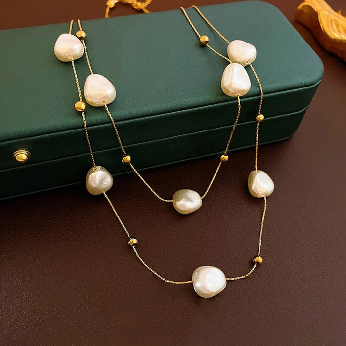 Pearl Studded Layered Anti Tarnish Necklace