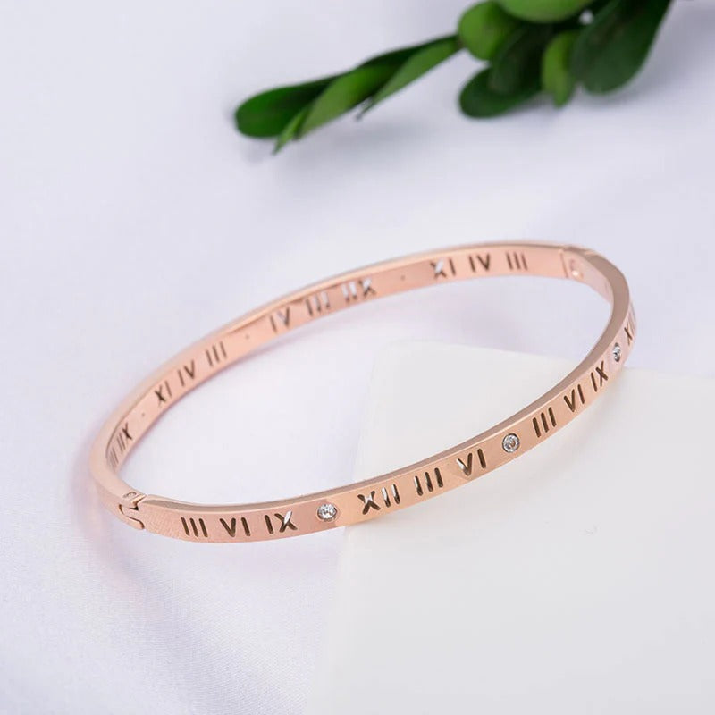 Elegant Roman Numerals AD Anti Tarnish Bracelet