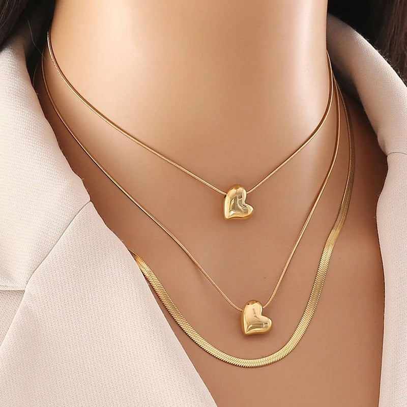 Multi Layer Heart Anti Tarnish Necklace