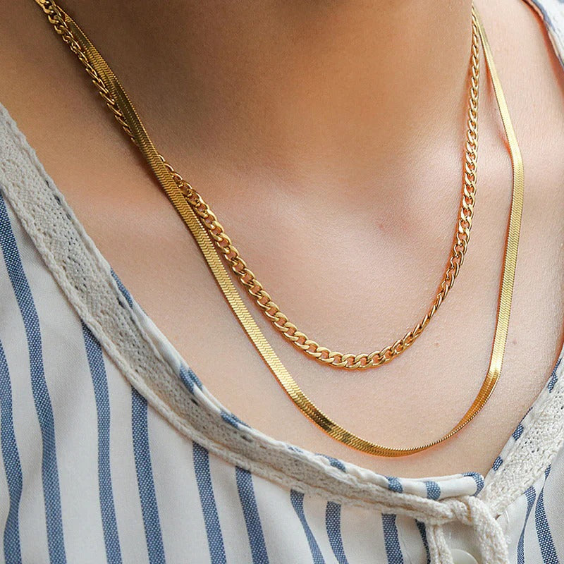 Plain Anti Tarnish Chain Layered Necklace