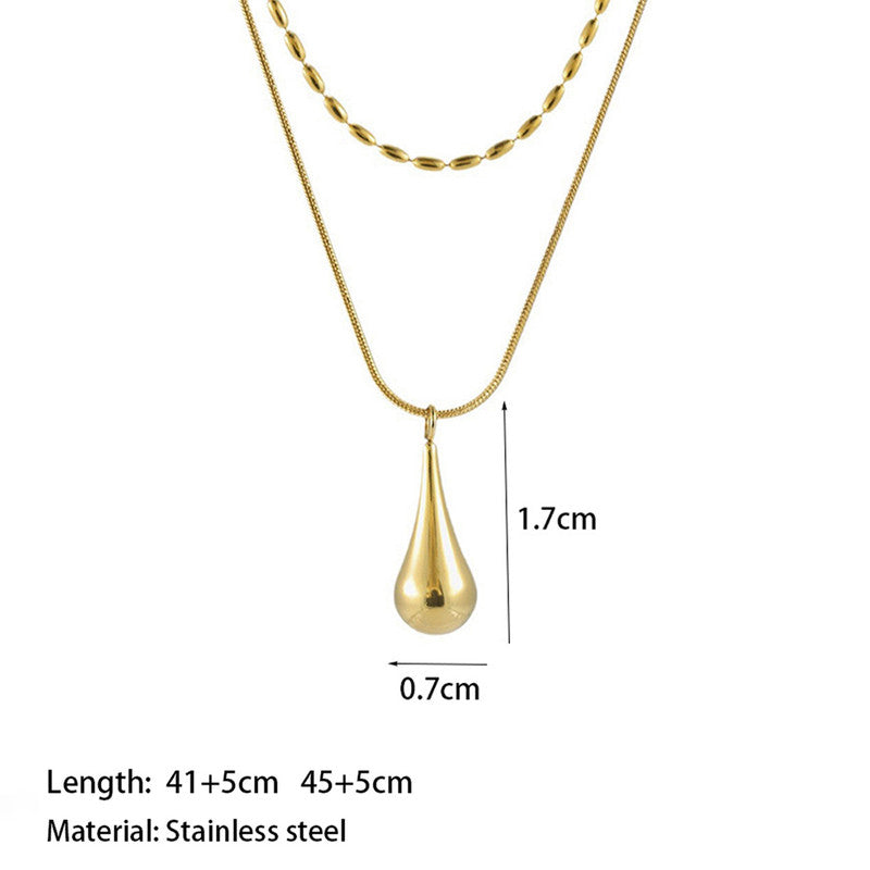 Minimalistic Teardrop Layered Anti Tarnish Necklace