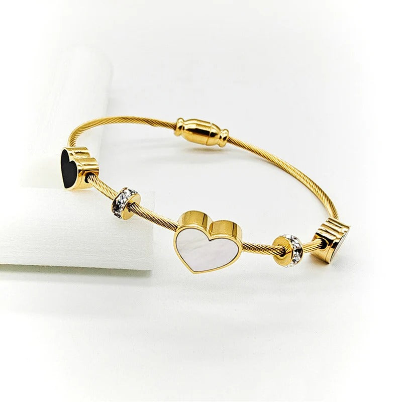 Triple Heart AD Studded Anti-Tarnish Bracelet