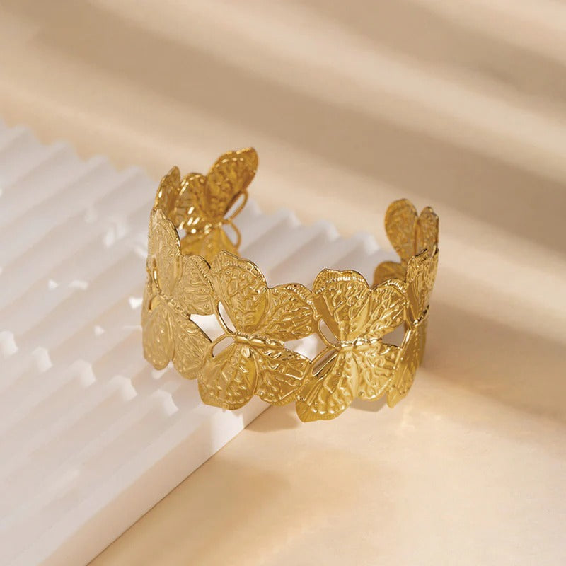 Butterfly Themed Anti Tarnish Cuff Bracelet