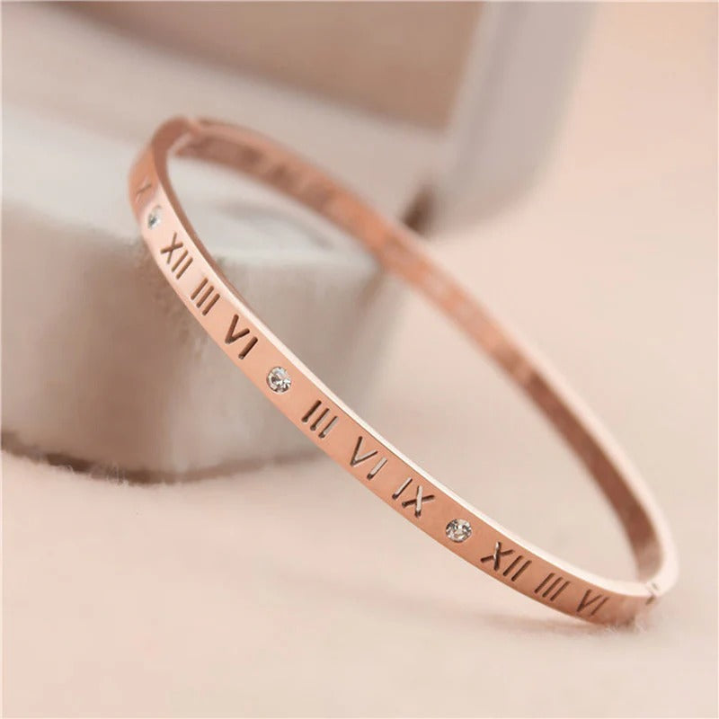 Elegant Roman Numerals AD Anti Tarnish Bracelet