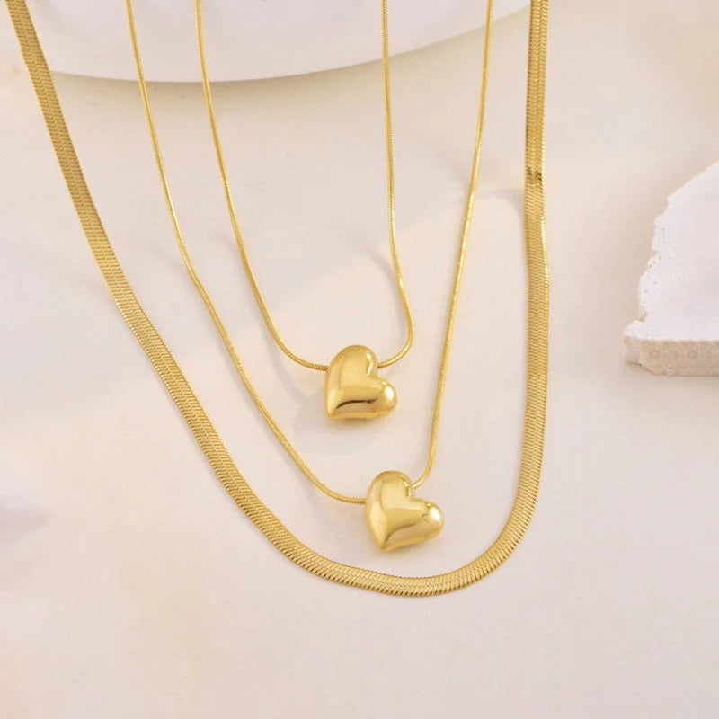 Multi Layer Heart Anti Tarnish Necklace