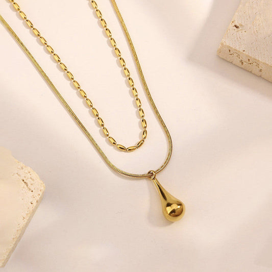 Minimalistic Teardrop Layered Anti Tarnish Necklace