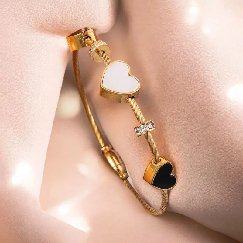 Triple Heart AD Studded Anti-Tarnish Bracelet