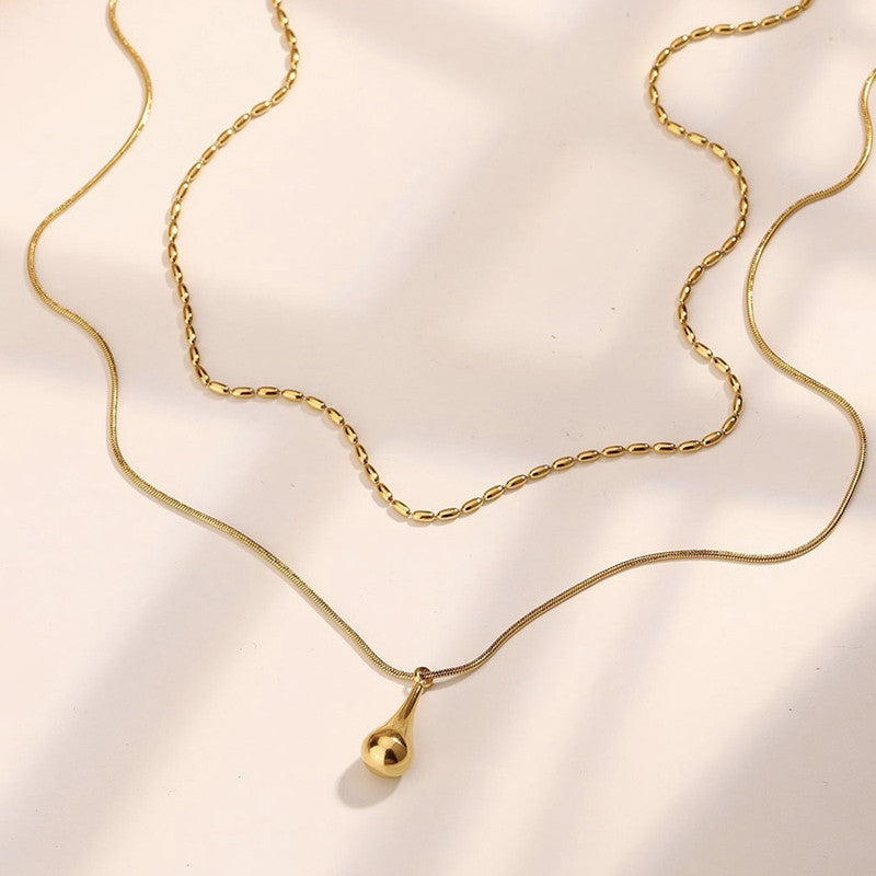 Minimalistic Teardrop Layered Anti Tarnish Necklace