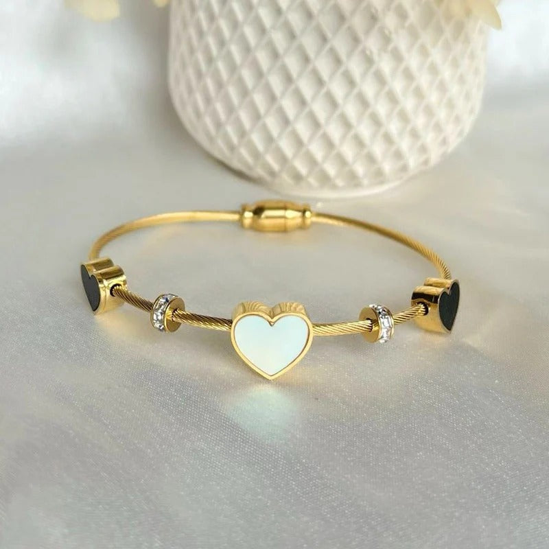 Triple Heart AD Studded Anti-Tarnish Bracelet