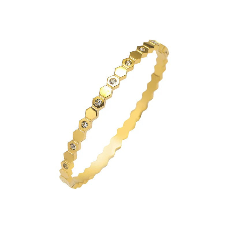 Style Hexagonal AD Anti Tarnish Bracelet