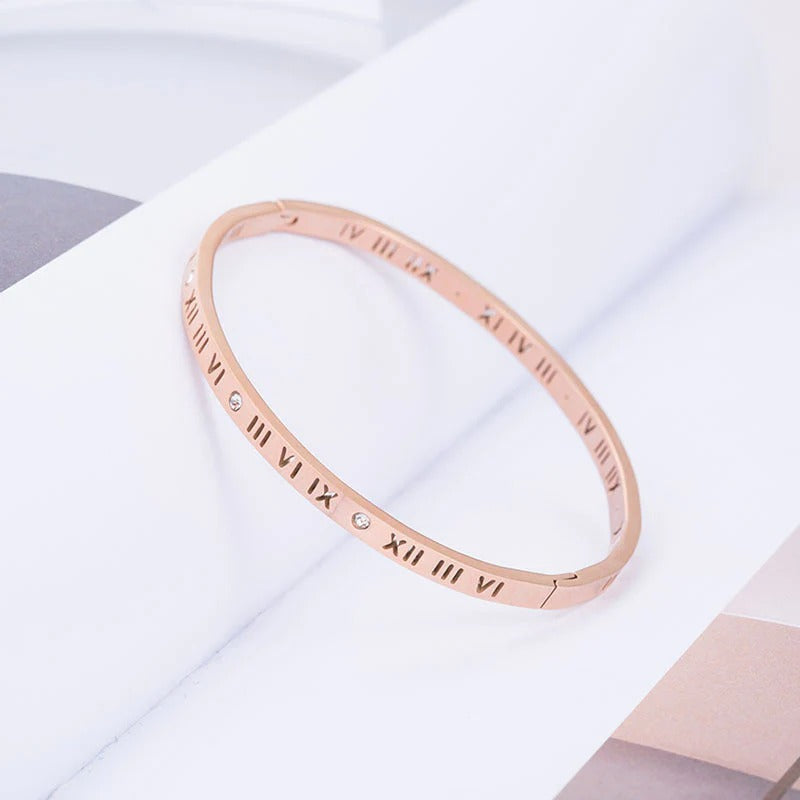 Elegant Roman Numerals AD Anti Tarnish Bracelet