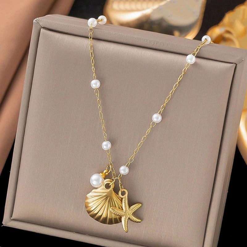 Steel Star Fish Anti Tarnish Necklace