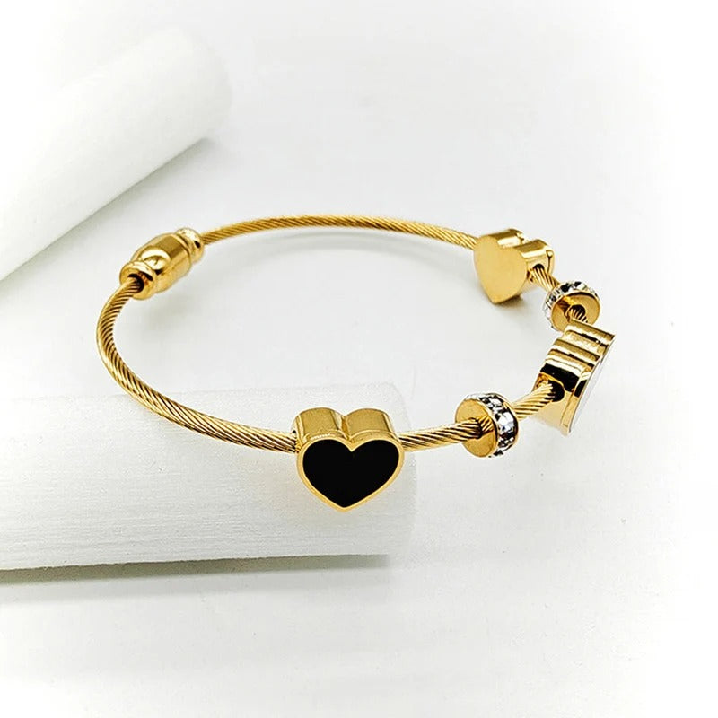 Triple Heart AD Studded Anti-Tarnish Bracelet