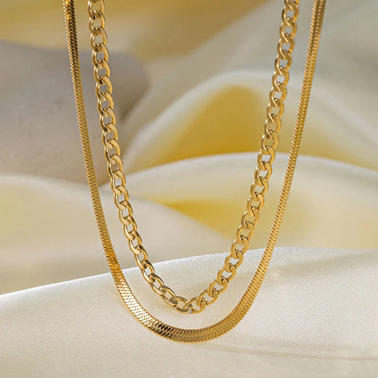 Plain Anti Tarnish Chain Layered Necklace
