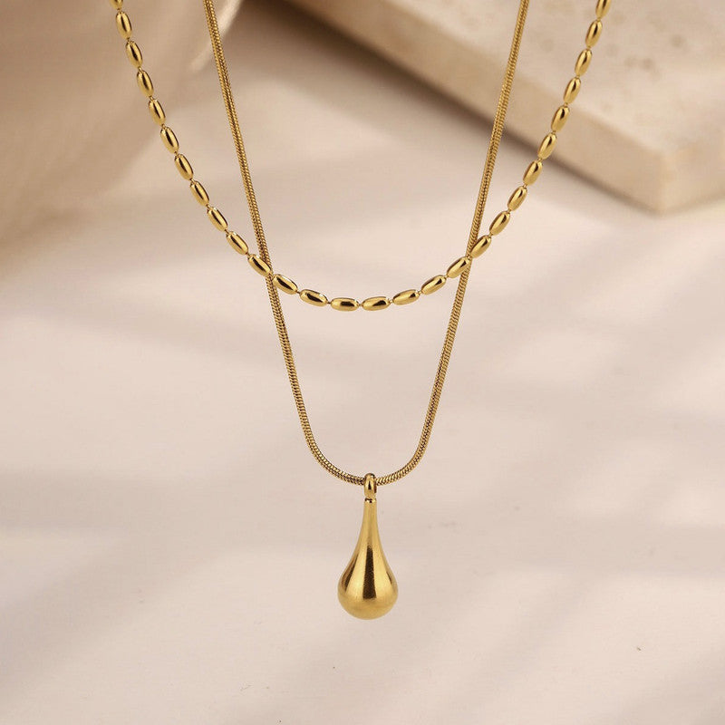 Minimalistic Teardrop Layered Anti Tarnish Necklace
